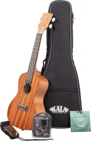 Kala KA-15 Satin Mahogany Tenor Ukulele Bundle with Gig Bag, Tuner, Strap