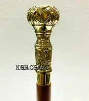 Walking Crown Style Vintage Handle wooden Stick Cane with 3 fordable Walking