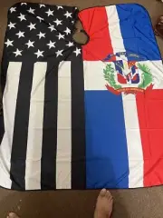 barber designer cape Dominican Flag