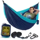 Durable Hammock 400 lb Capacity, Nylon Camping Hammock Medium Blue & Light Blue