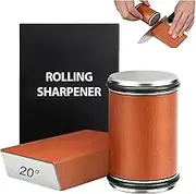 Rolling Knife Sharpener- Knife Sharpening Made Easy - Knife Sharpener Tool for Kitchen Knives - Knife Sharpener Kit Offers 15 & 20 Degree Sharpening-400&1000 Grit Discs-Kitchen Gadgets & Gifts