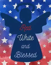 Red White and Blessed Patriotic Angel Sign or Door Hanger
