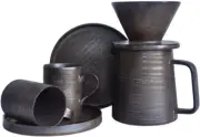 Handmade Stoneware Pour over Drip Coffee Maker & Cups Set, Ceramic Pourover Coff