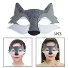 3Pcs Wolf Mask Props Decorative Facial Cover Animal Cosplay Mask for Easter