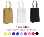 250 x Micro Small Kraft Paper Bags with handles Shopping Carry Craft bags Bulk