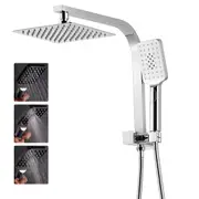 ACA 8 inch Bathroom Shower 200mm Square Chrome Shower Head Set Top Water Inlet with Handheld Spray High Pressure
