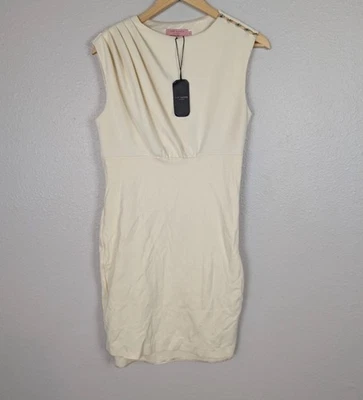 NWT Ted Baker London Shift Dress Cream $345 - Ted 3, US 8 Arm Stones Lined Mb