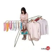 在飛比找momo購物網優惠-【LOGIS】LOGIS-不鏽鋼翼型曬衣架(吊衣架 吊衣桿 