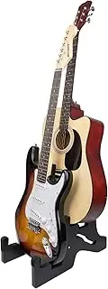 JestFRU Guitar Stand - Wooden Guitar Rack for Acoustic & Electric, Bass Holder with Foam Padded, Suitable for Music Studio Home, Multiple Guitar Display (2 Space) - Black