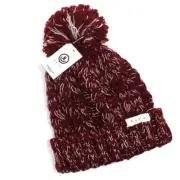 NEFF Womens Maroon/White Kaycee Beanie Knit Hat New