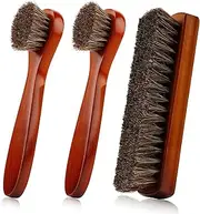 [FIMETEUG] 3-Piece Shoe Brush Set, Horsehair Leather Shoe & Boot Cleaning Brushes, Professional Shine Kit for Men Women, Shoe Care Accessories