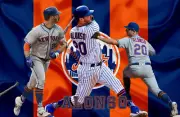 New York Mets Lithograph print of Pete Alonso hitting 17 x 11
