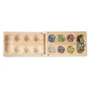 WYZworks Mancala Wooden Board Game With 48 Glass Stones Travel Size Family Fun