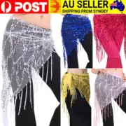 Women Sequin Tassel Hip Belly Dance Scarf Belt Triangle Fringe Wrap Sexy Skirt