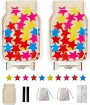 2 Pack Magnetic Reward Jar for Kids, Magnetic Star Reward Jar for Classroom, Behavior Management Classroom Tools, Reward Jar System for Classroom Home, Magnetic Reward Jar for Classroom Board
