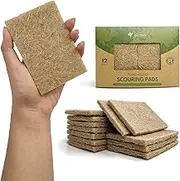 AIRNEX Biodegradable Scrubbing Pads for Dishes - Pack of 12 Coconut Fiber Scrub Pads for Dishes - Non Scratch Scouring Pads for Pots and Pans