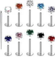 [Cisyozi] G23 Titanium 20G 18G 16G Fat Back Nose Rings Studs Internally Threaded Lip Labret Medusa Rings Studs Cartilage Tragus Helix Conch Earrings Piercing Jewelry for Women Men 6mm 8mm 10mm Bars