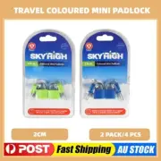 4PCS Coloured Mini Padlock Travel Tiny Suitcase Lock Luggage Bag with 2 Key