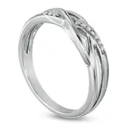 Natural Diamond Accent Split Shank Band in Sterling Silver
