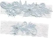 [Minkissy] 1 Pair for Decoration Women Wedding Garters Unique Leg Loop Creative Bridal Lace Blue