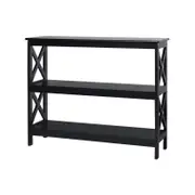 Costway 3-Tier Console Table Sofa Side Storage Shelf Black