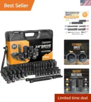 71pc Impact Socket Set 3/8" Drive CR-V CR-MO Deep Standard Heavy Duty Mechanic