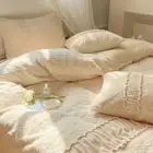 Artificial Snow Rabbit Fleece Winter Spring Bedding Set Queen Duvet Cover Set