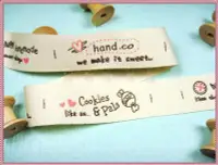 在飛比找Yahoo!奇摩拍賣優惠-純棉布標籤 布標 織帶 Happy Handmade糖果&餅