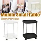 2 Tier Mobile Side Table Coffee Table with Storage Shelf Living Room Furniture