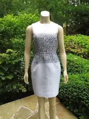 NARCISO RODRIGUEZ Black White Sleeveless Sheath Dress NEW WITH TAGS Sz 38 $2195