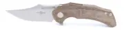 Two Sun Folding Knife Brown Linen Micarta Handle D2 Plain Edge TS227