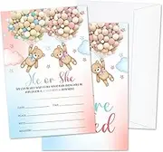 Bear Balloons Gender Reveal Invitations, Baby Shower Invites for Boys Girls, 25 Sets Gender Reveal Invitation Cards with Envelopes, Baby Announcement Party Supplies Decorations -10