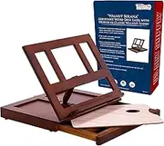 U.S. Art Supply Walnut Solana Adjustable Wood Desk Table Easel with Storage Drawer Premium Beechwood