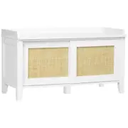 HOMCOM Dining Bench 17.75" H X 13.75" W, Wood Frame Material W/ Storage In White