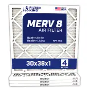 Filter King 30x38x1 Air Filter 4-PACK MERV 8 Actual Size 30 x 38 x .75"