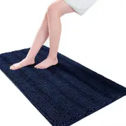 Non-Slip Chenille Rug Carpet Microfibre Shaggy Bath Mat Bathroom Shower Toilet Washable Navy