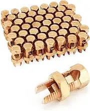 QWORK Grounding Split Bolt, 50 Pieces 4 Gauge 8 Gauge High Strength Split Bolt Connectors, Ground Wire Clamp, Solid Copper, for Antenna, Satellite Dish, Cable TV