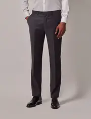Hawes & Curtis Charcoal Herringbone Wool Slim Fit Suit Trousers Size: 32" (EU 48)