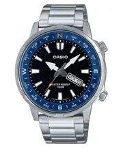 Casio Rotating Compass Ring Steel Black Dial Quartz MTD130D-1A2V 100M Mens Watch