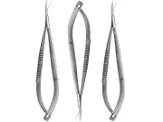Castroviejo Scissors 5.5" inches CURVED set of 3 Micro thread cutting embroid...