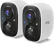 DCT 2Pcs Security Camera Wireless Outdoor, Battery Powered WiFi Surveillance Cameras for Home Security Outside, 2K Color Night Vision AI Motion Detection Siren Alarm Spotlight 2-Way Talk Waterproof
