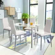 Costway5 Piece Dining Table Set with High Backrest Chair for Kitchen