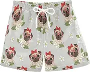 [RPLIFE] Swim Clothes for Boys, Anti-Chafe Swim Trunks Boys 2 T, Cute Cartoon Pugs