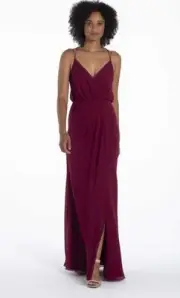 Hayley Paige Occasions Burgundy Maxi Dress Size 12 NWT
