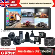 5CH 10.36"IPS Quad Monitor DVR 5XBackup camera For Truck Semi Box Bus RV Reverse