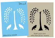 Primitive Stencil Easy 4" Willow Tree Crow Black Bird Folk Art Craft Sign Blocks