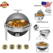 Elegant 6 Qt Stainless Steel Roll Top Chafing Dish Set for Catering Events
