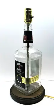 Jim Beam Black Whiskey Large 1.75L Liquor Bottle TABLE LAMP Wood Base Bar Lounge