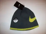 Nike Boys Hat Cold Weather Beanie Anthracite Swoosh Reversible 8-20 New