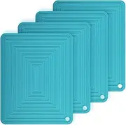 Viwehots Silicone Trivets Mats for Pots and Pans, Flexible Hot Pads for Kithcne Table, Non Slip Mats, Heat Resistant Pot Holders Placements, Rectangular Microwave Mats Pack 4 Color Teal